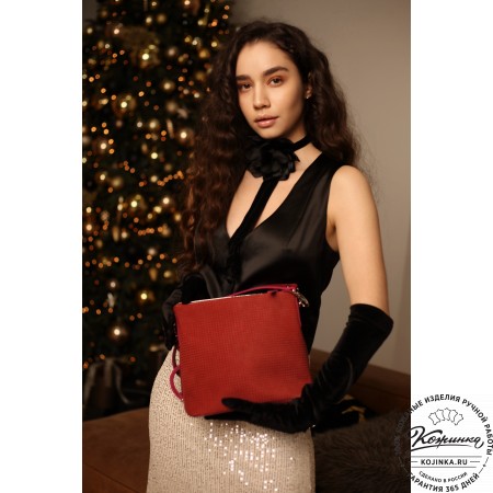  Кожаная сумка "София" (красная)